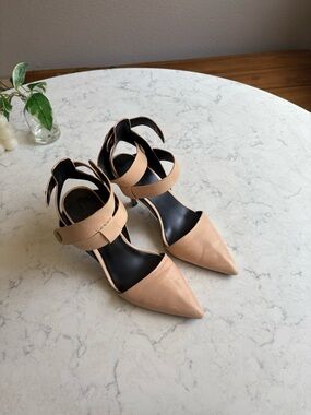 Alexander Wang Women's Beige Pointed-Toe Ankle Strap Heels 37.5